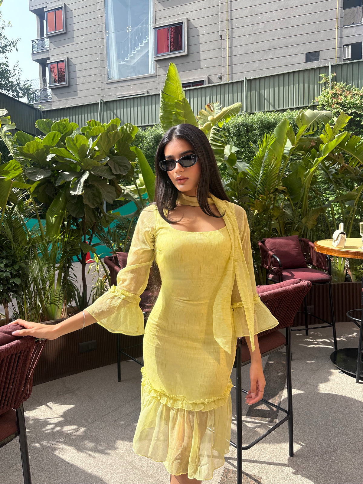 Simran in Earth Gold Dress